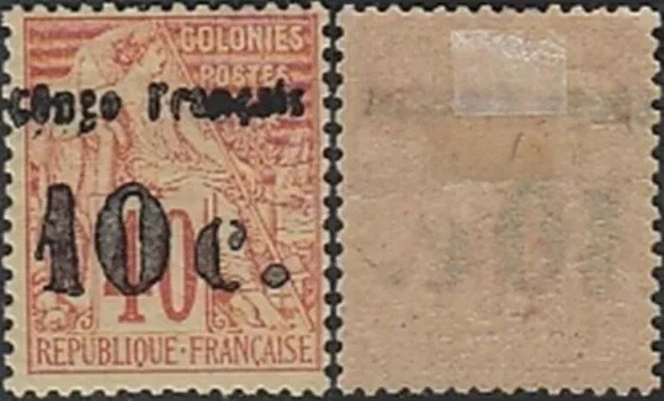 フランス領コンゴ・フランス植民地 1891年- 造幣局発行 ヒンジ付き切手。イヴェール No.6..(EB) MV-10865