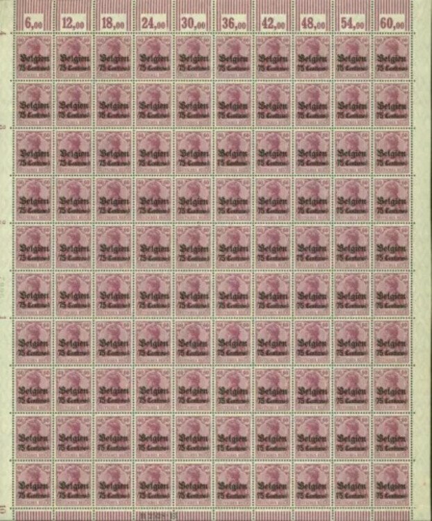1914年ドイツ - ベルギー占領 - MNH.Mi Nr.: 6 b. 100枚(EB) AR-02179