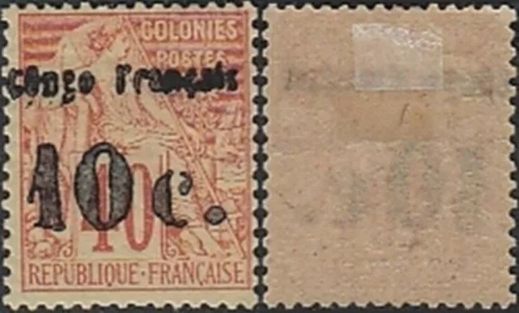 フランス領コンゴ・フランス植民地 1891年- 造幣局発行 ヒンジ付き切手。イヴェール No.6..(EB) MV-10865