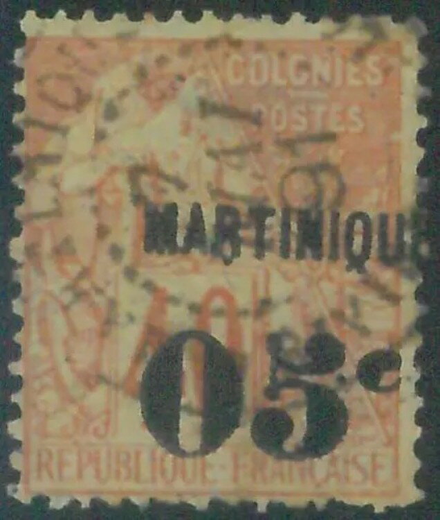 88115 - マルティニーク - 切手: Yvert # 14Ia (c の後の「.」が欠落) - 中古品