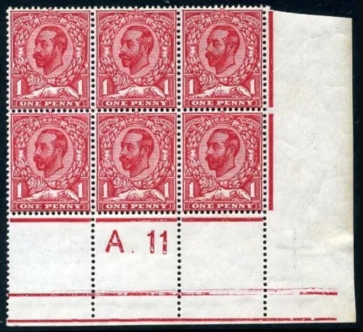 1911 KGV 1d ディープカーマインダイ 1B クラウンコントロール（A.11）ブロック（「セキュリティライン..