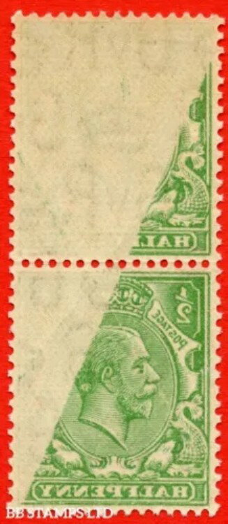 SG. 418 変種 N33 (6)。1/2d 黄緑色。良好な未マウントの縦長の新品貨幣 B61915