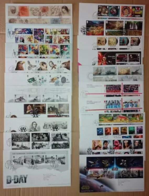 GB 2019 タレント以上のSHSを備えた21個のタイプされたFDC初日カバーのコレクション