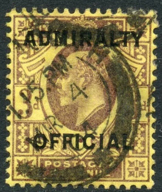 1903年 3d 紫/オレンジ「海軍省職員」使用。S.G. 0112。