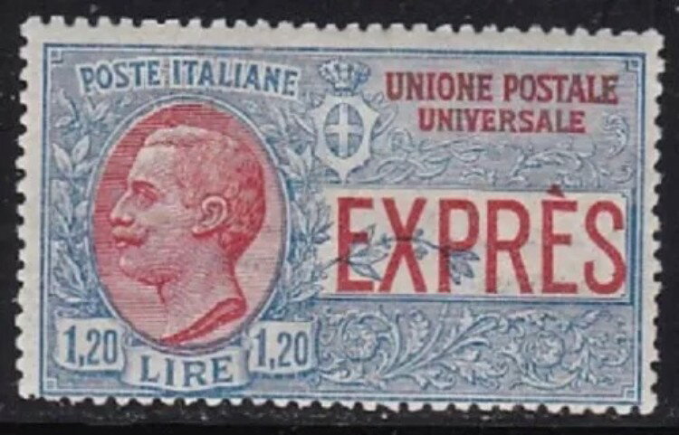 1922年 イタリア - 王国、1.20リラ ブルー＆レッド エスプレッソ No. 8 MNH**