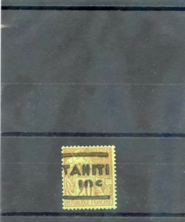 タヒチ Sc 3(YT 5)*F-VF LH 1884 10c/20c レンガ/グリーン、h/s ルーメット、$800