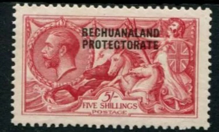 ベチュアナランド 1913-24 OVPT ダブルワン アルビノ SG84a ブランドン証明書付き