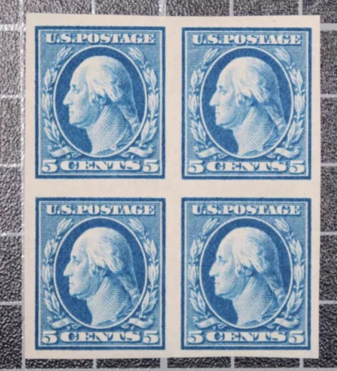 スコット 347 5セント ワシントン MNH ブロック 4 SCV $250.00