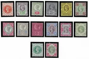 GB 1887-1900 ジュビリーセット MH/MNH。SG。197-211, 213, 214。(B358)
