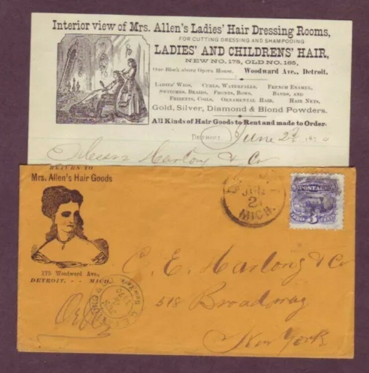 ウィッグ / 婦人用ヘア＆ドレッシングルーム 1870年ミシガン州。イラストADカバーw # 114と内容