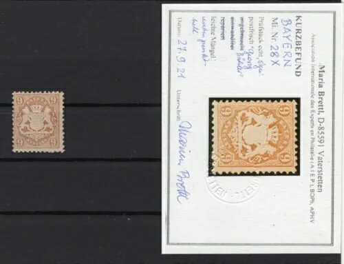 バイエルン 28X スモールニードルポイント、MNH MINT BPP証明書付き 650EUR (K5012