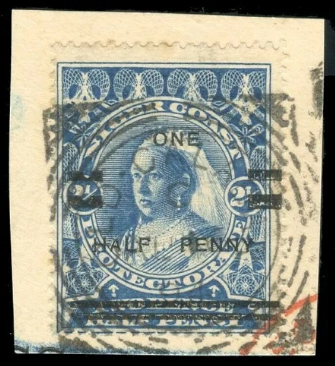 ニジェール コースト 1894 QV ?d オン 2?d ブルー 8 VFU の設定からの位置 # 1。SG 65。