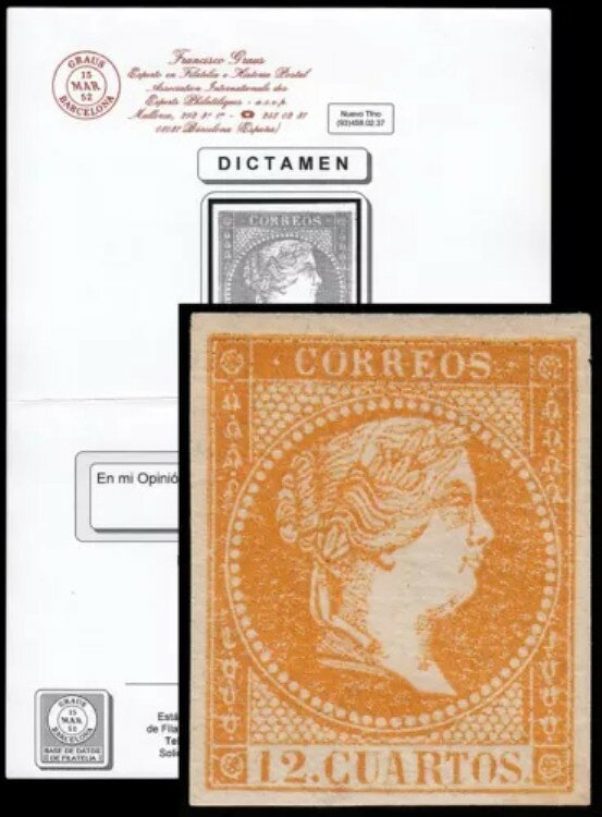 スペイン NE 1A 1859 未発行 未消費 イサベル2世 MNH