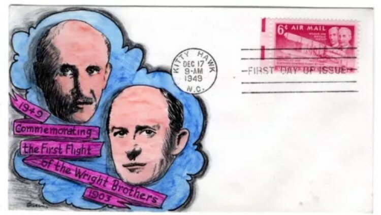 C45 ライト兄弟 1949 FDC - カイロ・スターギル 手描き