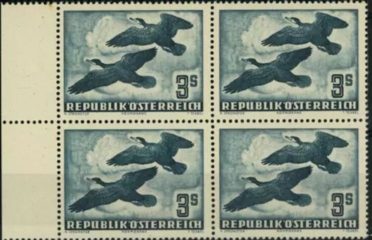 オーストリア 1950年 Birds Air セット - Great Cormorants 3s、4 枚セット、新品 MNH