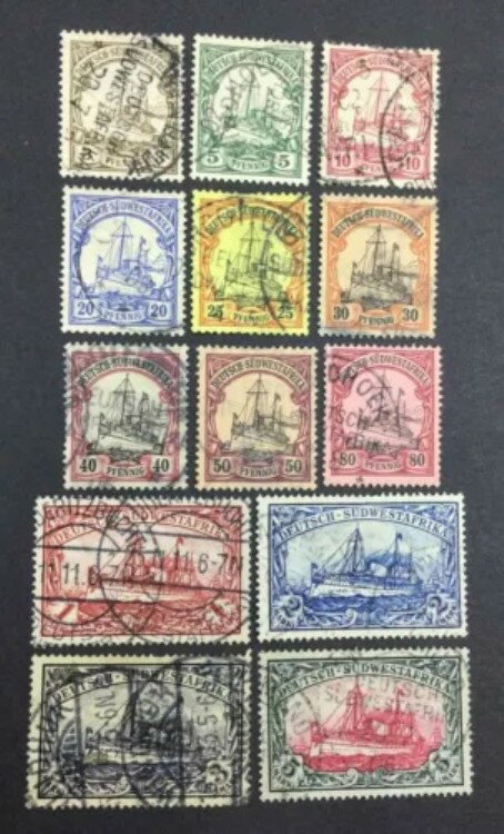 MOMEN: ドイツ植民地 南西アフリカ SC #13-25 1901 中古 ロット番号 #62919