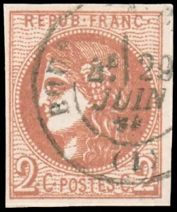 フランス #39b 中古 1870 2C 栗色 マロン レポート II 町 キャンセル Si