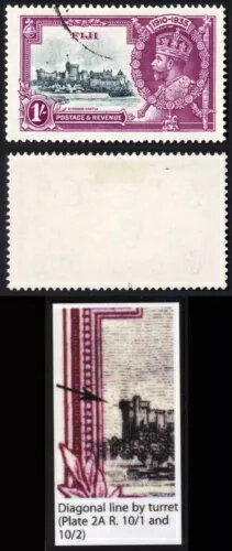 フィジー 1935年 シルバージュビリー 1/- バラエティ ダイアゴナルライン タレット製 美品 中古 SG245f