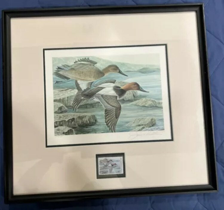 1984年 ジョン・ルースベン サイン入り ダックス・アンリミテッド プリント＆スタンプ 額入り 2642/4300