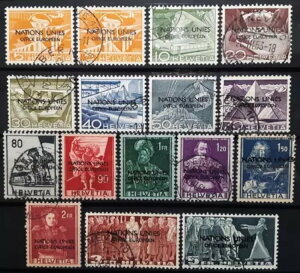 スイス公式切手 1950年 国際連合欧州事務局 スコット # 7O1/7O19