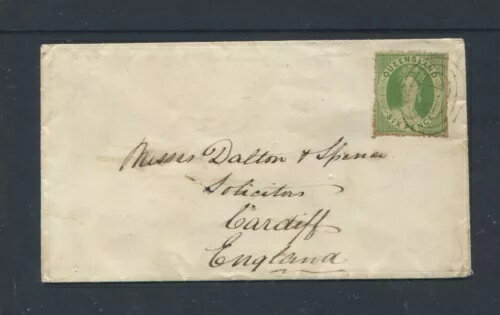 クイーンズランド 1863年 カバーベアリング 6D グリーン SG 28 チャロンからイングランドへ。非常に良好