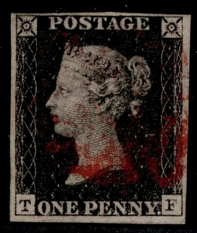 GB QV SG2、1d ブラック プレート 9、中古品。カタログ価格 ?625。レッド MX TF