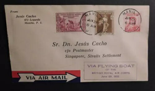 1935年 フィリピン航空便 マニラPIからシンガポール海峡植民地5まで