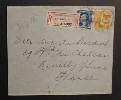 1910年登録米国ニューヨーク州からフランスのヌイイ・シュル・セーヌまでのカバー