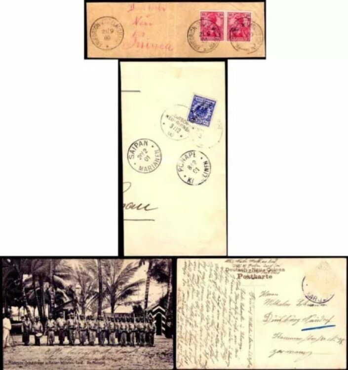 ドイツ領ニューギニア 1900 年切手（2 枚）カードを見る