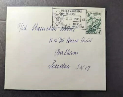 1945年 ポーランド潜入メールカバー ポーランド海軍局からイギリス・ロンドンへ