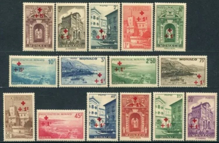 モナコ クルス レッド 1940年 - 切手15枚/MNH 200/14