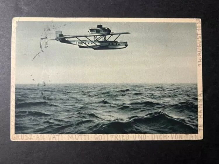 1928年ドイツ航空絵葉書、ドレスデンのドルニエ水上飛行機の表紙