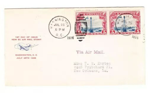 USビーコン発行-Sc#C11（ペア）ワシントン初日 1928年7月25日-BI-COLO