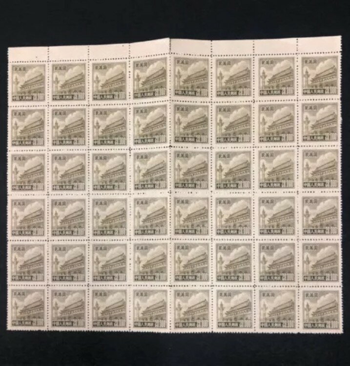 中国 PRC 1951 R5 20000ドル 天安門 ブロック 48 MNH 折り畳み＆破れ目あり