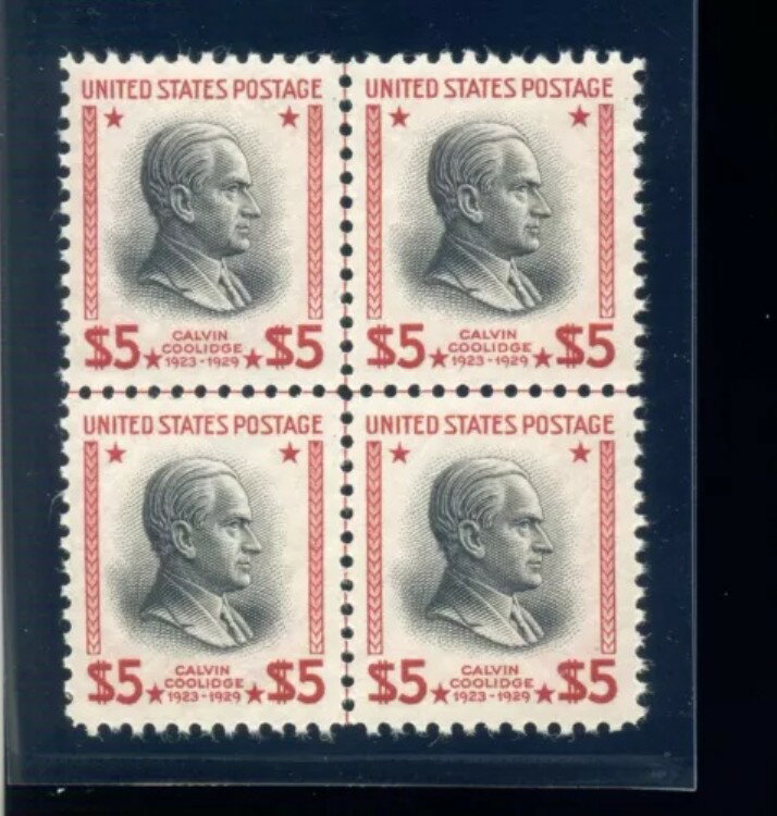 834 プレクシー クーリッジ ミント センターライン ブロック 4枚セット 切手 NH (294円)