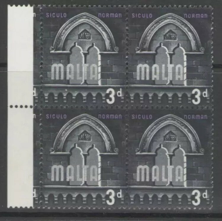 マルタ SG335a 1965 3d 限定版 金箔（窓枠）省略 MNH ブロック 4枚組