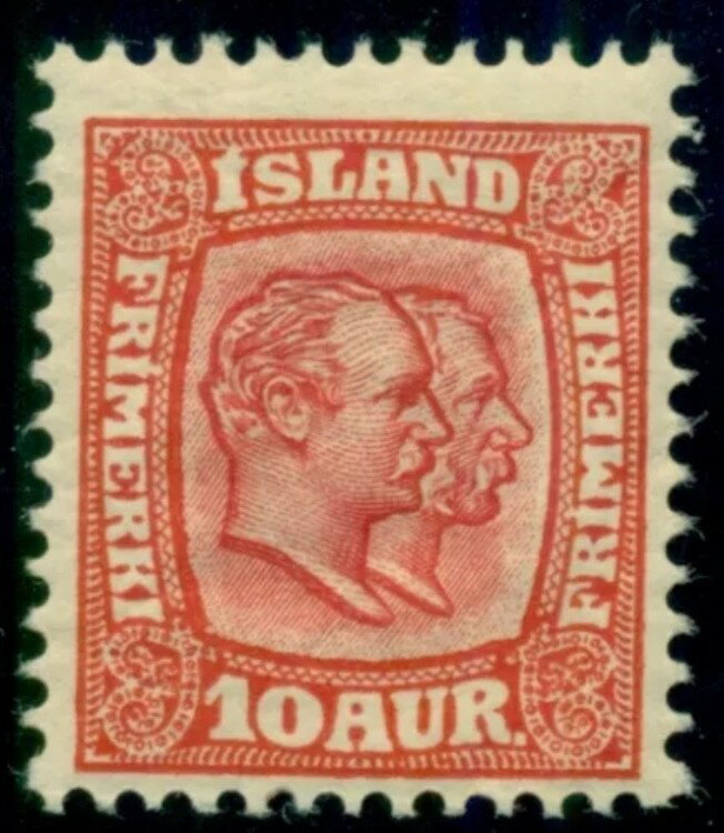 アイスランド #76 (81) 10aur Two Kings、og、NH、VF、希少、スコット $450.00