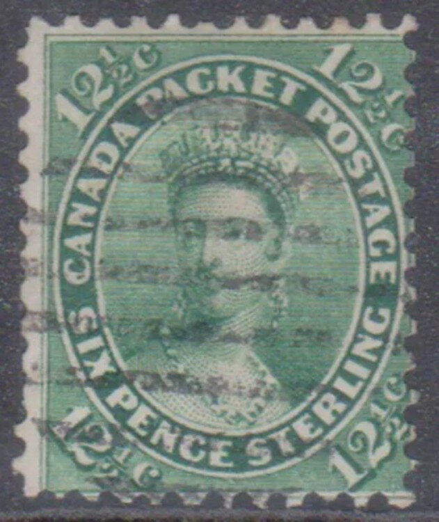 (F248-101) 1856年カナダ 12 1/2セント緑色QVIC切手 (CZ) (DH15)
