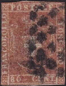 イタリア トスカーナ 1860年 サヴォイア家紋章発行 50セント 1,800ポンド