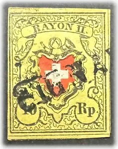 スイス - 1850 - レイヨン II - 10c 赤、黒、黄 (b) - SG10(?) - ULH