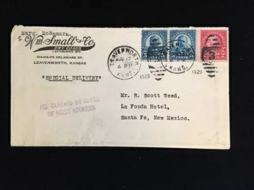 KS LEAVENWORTH 1929 カバー #663 PR、634 特別配達料金 乾物 CC 希少