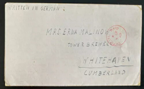 1940年マン島ユダヤ人強制収容所ハッチンソン収容所検閲レターシートカバー