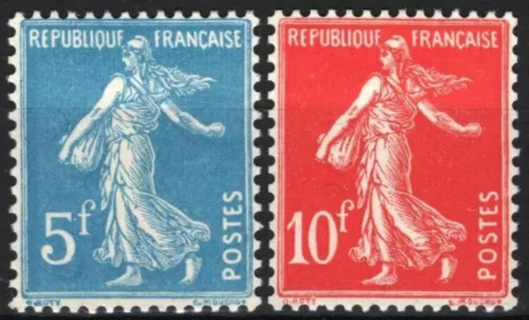 フランス イヴェール 241-42 スコット 241a-b 「1927年ストラスブール展 種まき」 MH VVF P271