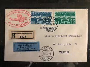 1932年 チューリッヒ（スイス）発アルテンライン行き DOX フライトカバー # C16 C18