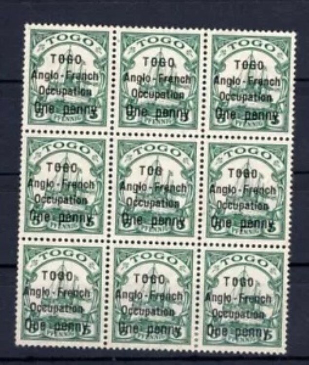 トーゴ イギリス 15II Pf F IN ザ・ミドル・ノイナーブロック装飾 MNH ミント (BA01