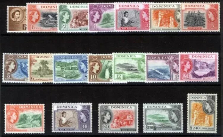ドミニカ 1954-57 決定版 SG140/158 ブロック 4 MNH