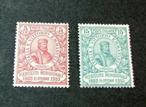 イタリア切手スコット#117-118 ジュゼッペ・ガリバルディ 1910 MH L451