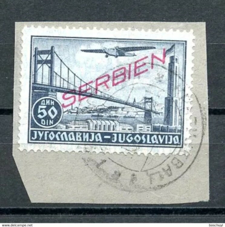 1941年、セルビアのドイツ占領、50 D.、Ovpt、紙に使用、ミシェル25A