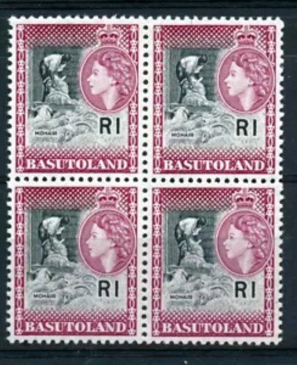 バストランド 1961-63 決定版 SG79a (シェード) ブロック 4 MNH