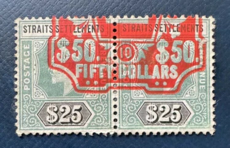 マラヤ海峡植民地 1906年 KEVII 財政収入 25ドル ペア 中古 SG#139 M6181